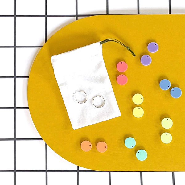 'DOUBLE' RAINBOW BRIGHTS & PASTEL DANGLE 'DOT' EARRINGS