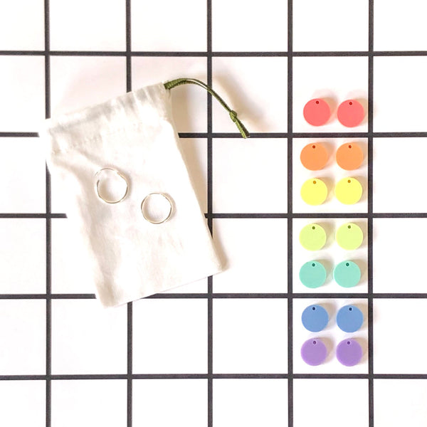 'DOUBLE' RAINBOW BRIGHTS & PASTEL DANGLE 'DOT' EARRINGS