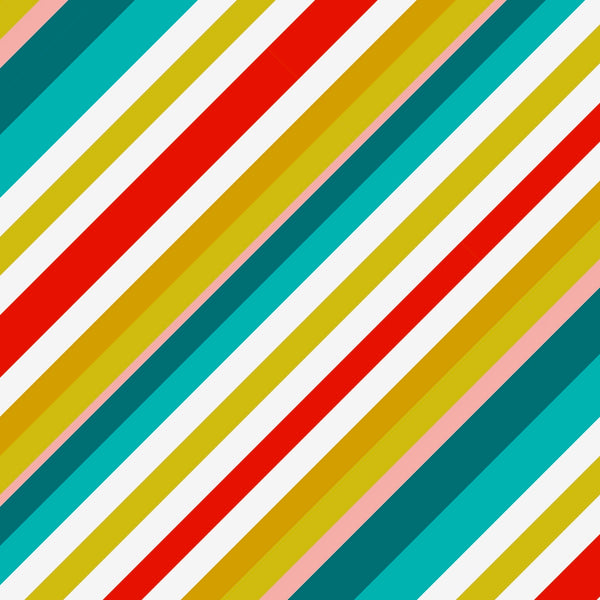 tullibee milo retro diagonal varying width stripe cushion design in tones of aqua, red, pink, mustards & white