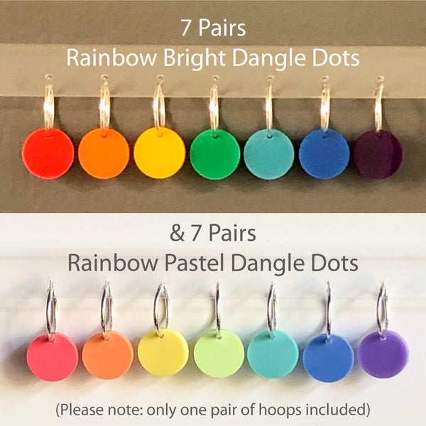 'DOUBLE' RAINBOW BRIGHTS & PASTEL DANGLE 'DOT' EARRINGS