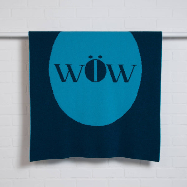 tullibee knitted blanket WOW blue hanging