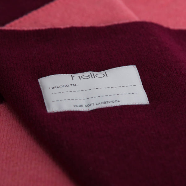 tullibee knitted blanket YAY pink hello label close up