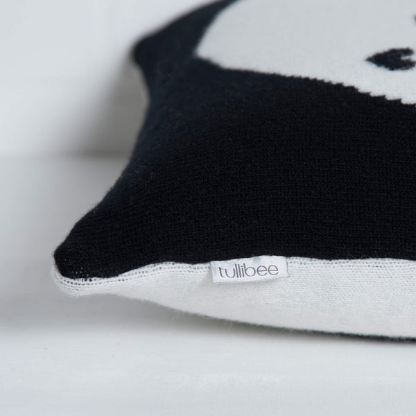 tullibee knitted cushion YAY WOW black label close up