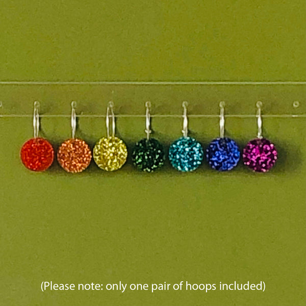 RAINBOW GLITTER DANGLE 'DOT' EARRINGS
