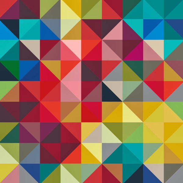 tullibee jules geometric triangle/squares print design in rainbow colours