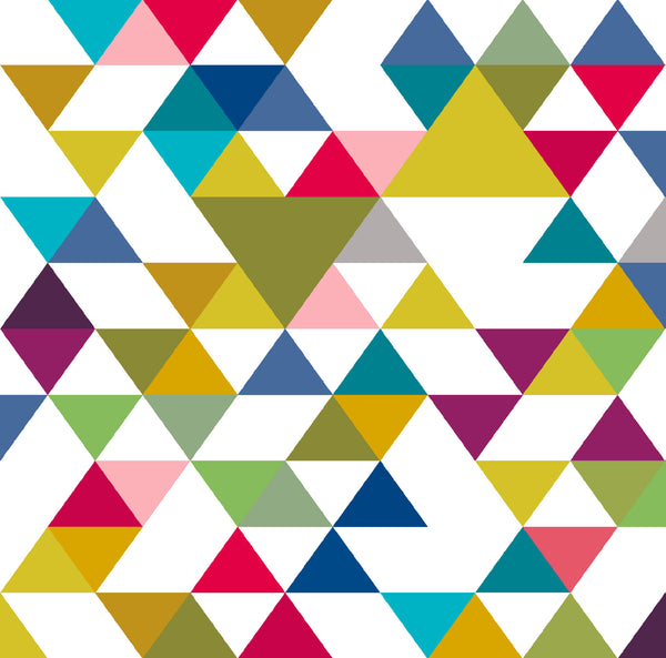tullibee Yoshi triangle geometric rainbow colour cushion design